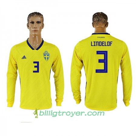 Billige Fotballdrakter Sverige Lindelof 3 VM 2018 Hjemmedraktsett Langermet